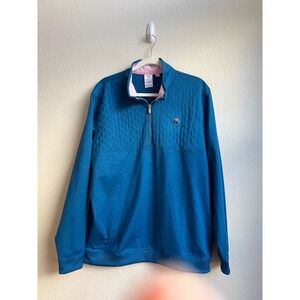 Puma Arnold Palmer Mens Teal Blue Quilted Quarter Zip Golf Pullover 533023-07 L